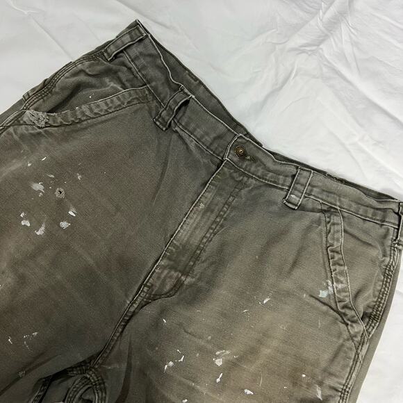 Mens green duck canvas Berne Apparel cargo carpenter painter utility work shorts - Picture 4 of 9